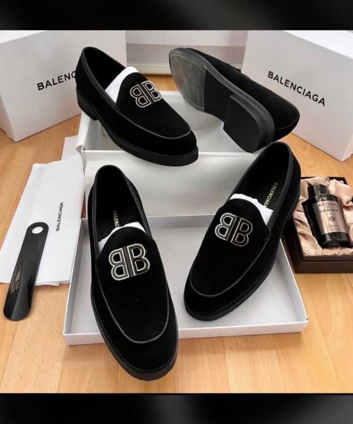 Balenciaga Black Suede Loafers
