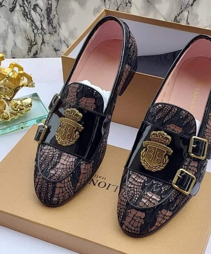 Billionaire Crocodile-Pattern Loafers
