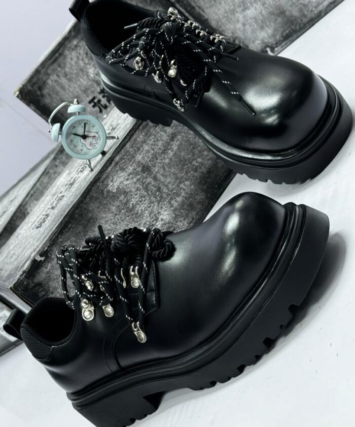 Black Chunky Double Sole Shoes