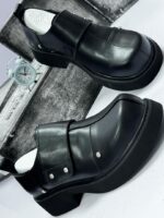 Black Chunky Platform Slip-On Shoes