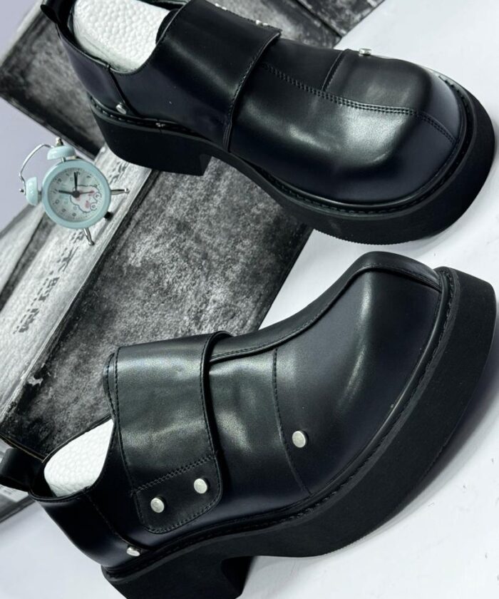 Black Chunky Platform Slip-On Shoes