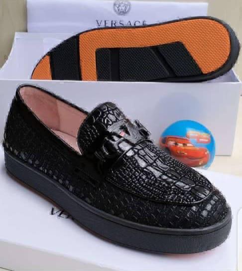 Black Crocodile-Embossed Loafers