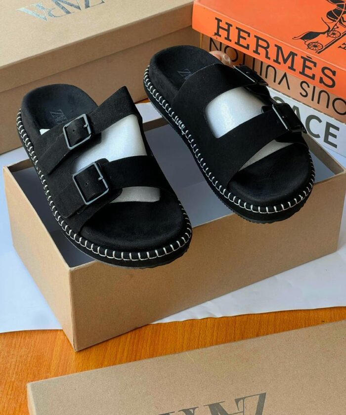Black Double-Buckle Sandals