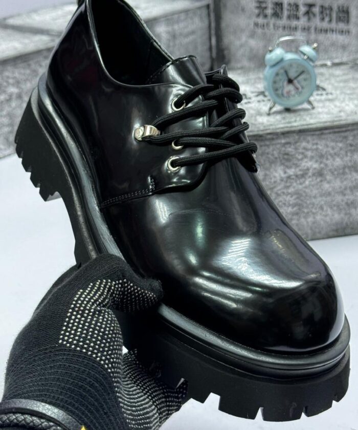 Black Glossy Derby Shoes