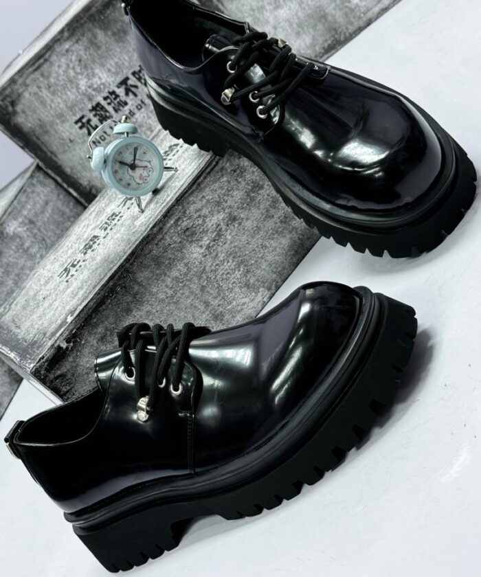 Black Glossy Derby Shoes