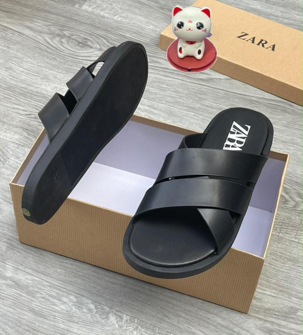 Black Leather Crossover Sandals Black Leather Crossover Sandals