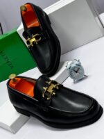 Black Leather Horsebit Loafers