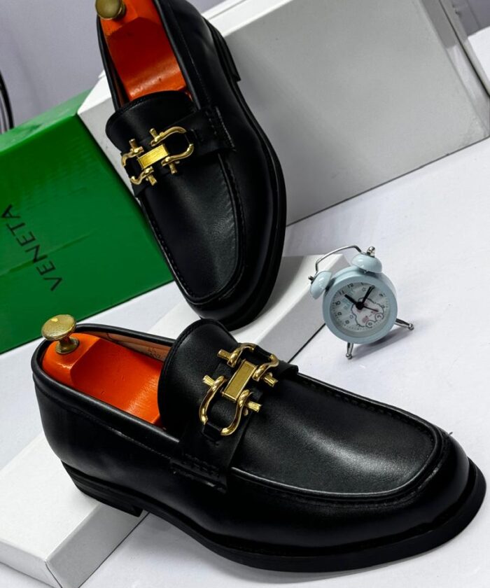 Black Leather Horsebit Loafers