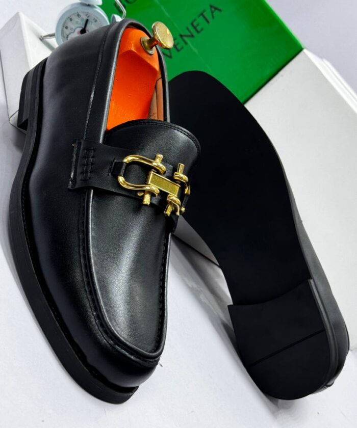 Black Leather Horsebit Loafers