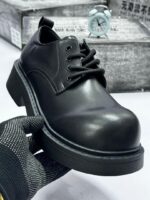 Black Leather Platform Oxford Shoes