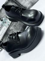 Black Leather Platform Oxford Shoes