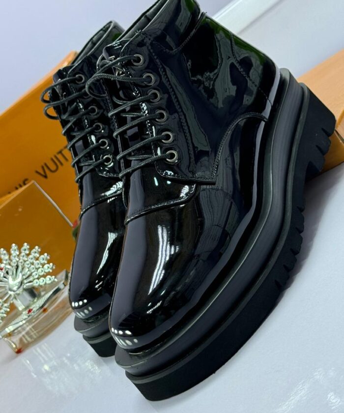 Black Patent Leather Ankle Boots