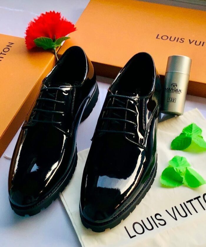 Black Patent Leather Lace-Up Shoes