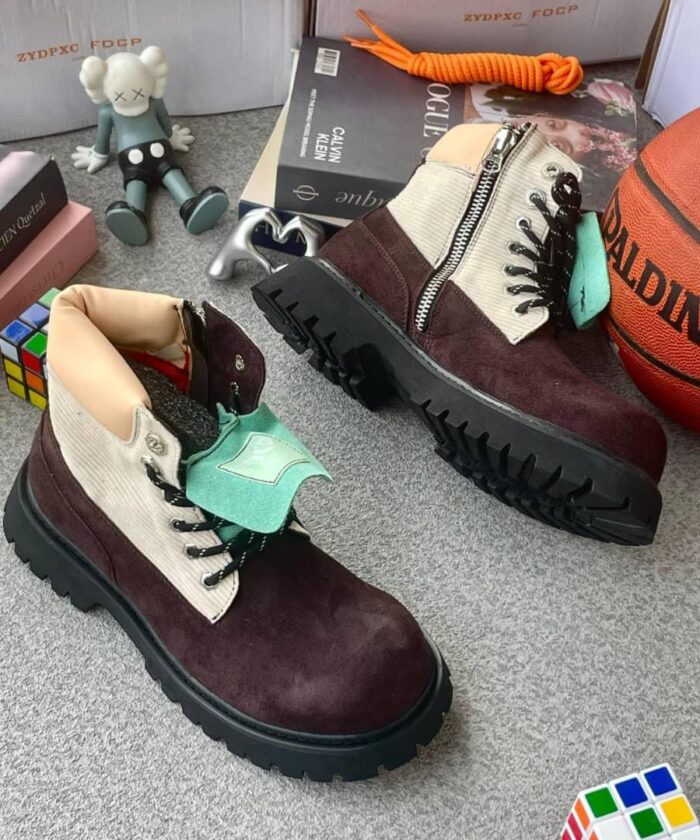 Brown & Cream Hiking-Style Ankle Boots