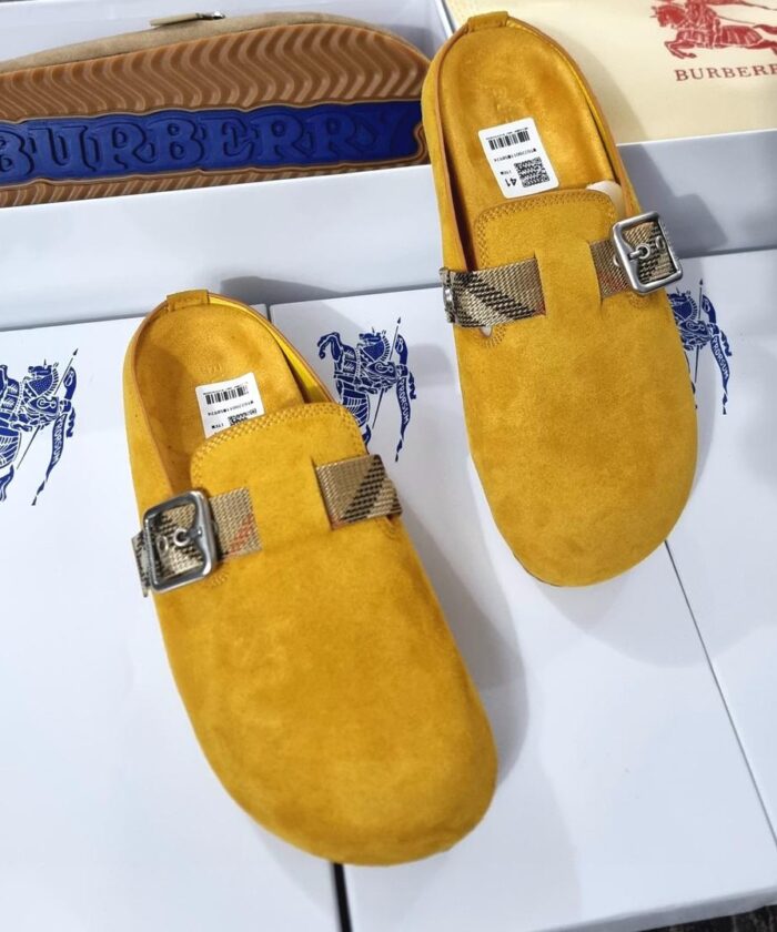 Burberry Suede Urchin Clogs Yellow