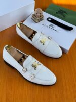 Burberry White Leather Loafers