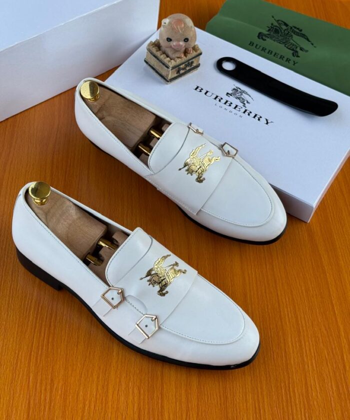 Burberry White Leather Loafers