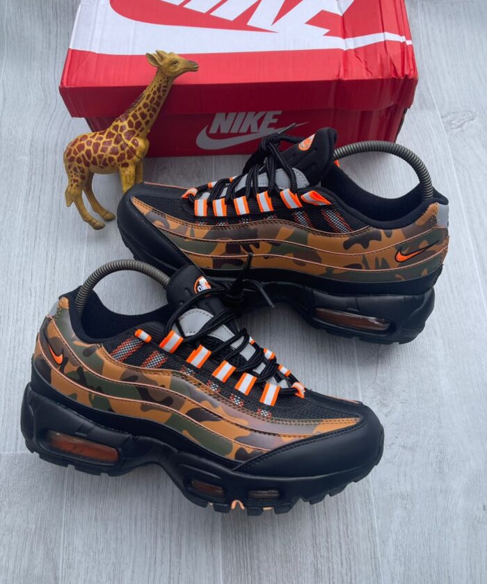 Camouflage Sneakers with Safety Orange Accents