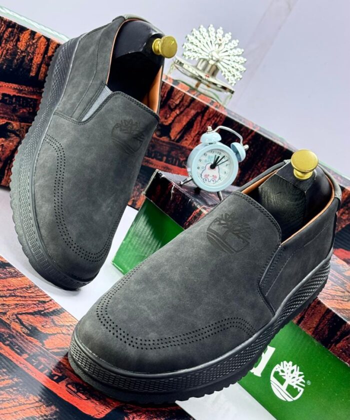 Charcoal Grey Suede Slip-On Loafers