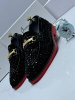 Christian Louboutin Black Laser-Cut Loafers