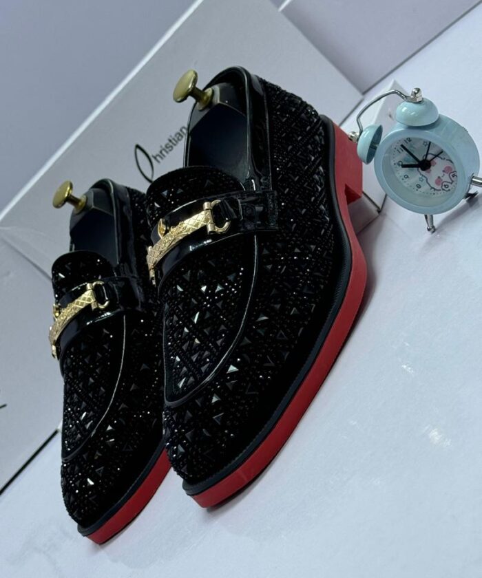 Christian Louboutin Black Laser-Cut Loafers