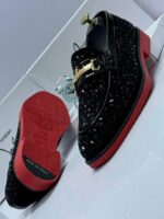 Christian Louboutin Black Laser-Cut Loafers