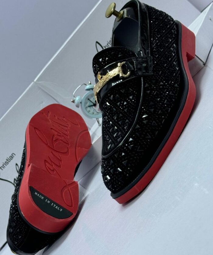 Christian Louboutin Black Laser-Cut Loafers