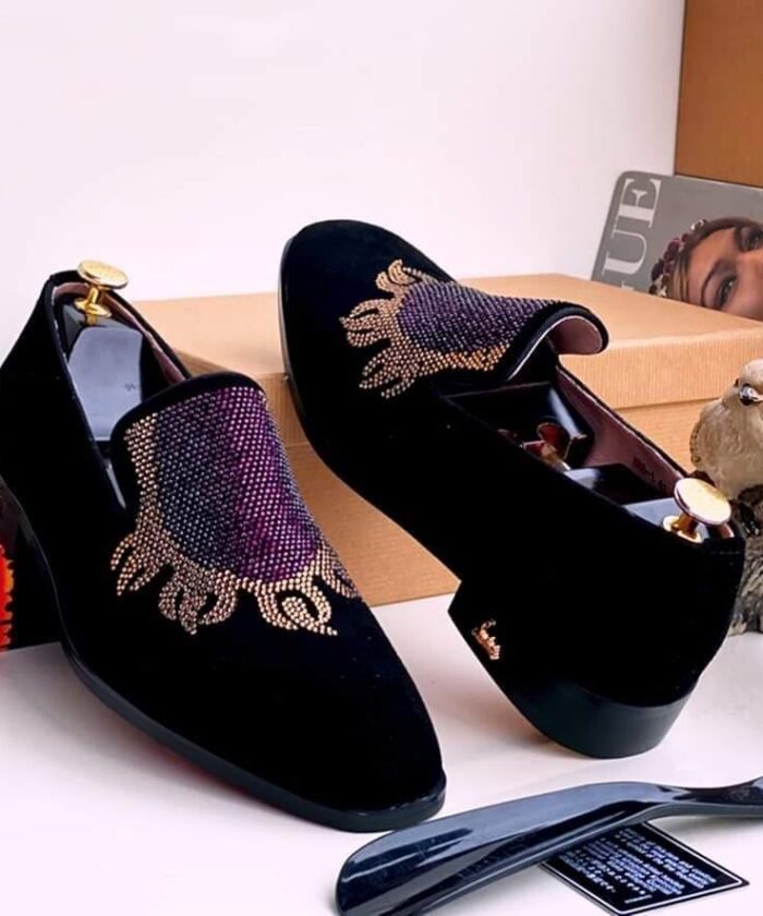 Christian Louboutin Black Velvet Loafers