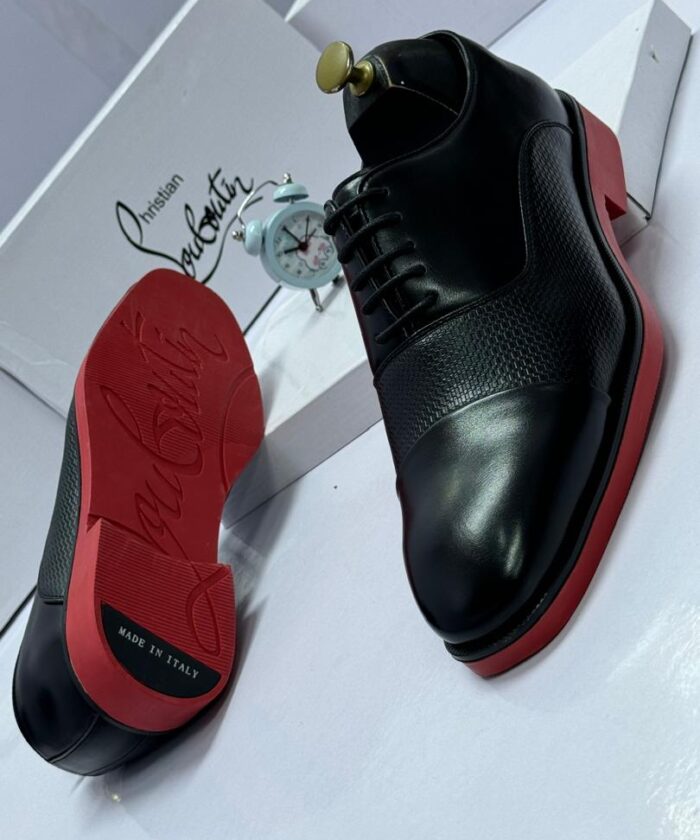 Christian Louboutin Men’s Textured Black Leather Shoes