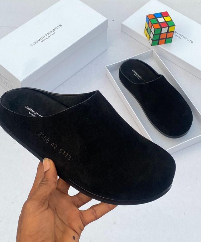 Common Projects Black Suede Mules
