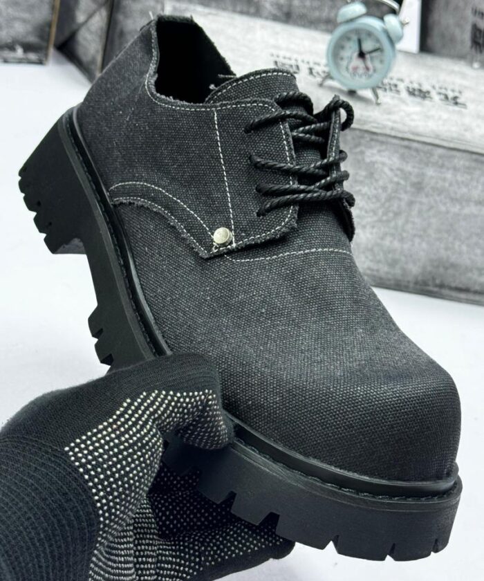 Dark Gray Canvas Derby Boots
