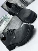 Dark Gray Canvas Derby Boots