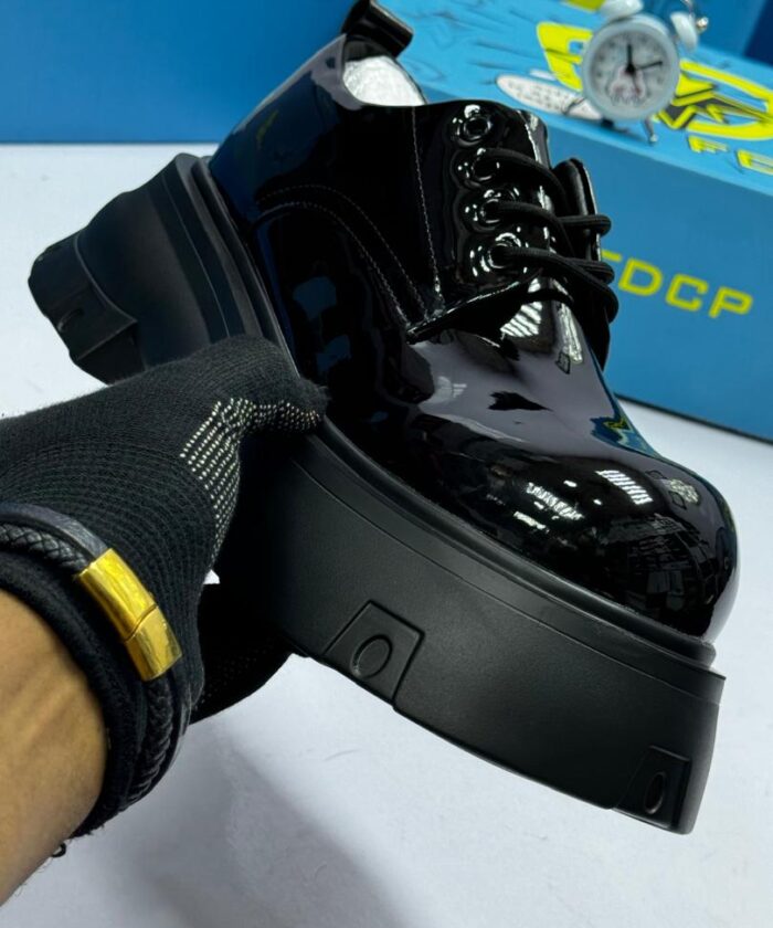 FDCP Men’s Classic Platform Patent Leather Lace-Up Shoes