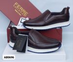 Ferre Collezioni Brown Leather Sneakers