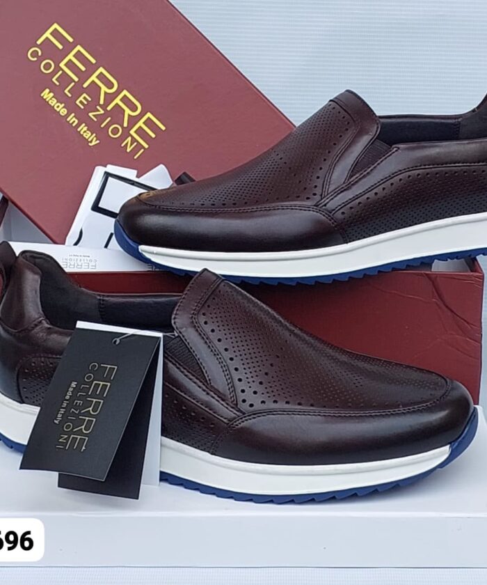 Ferre Collezioni Brown Leather Sneakers