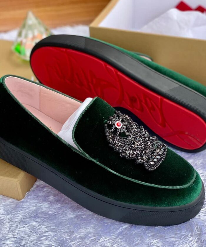 Green Velvet Loafers