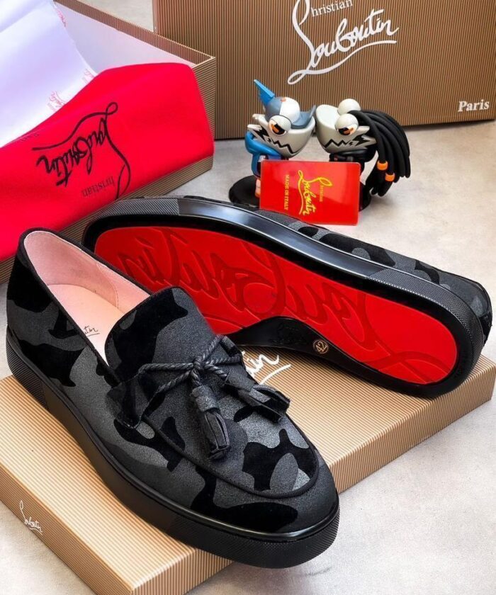 Grey & Black Camouflage Loafers