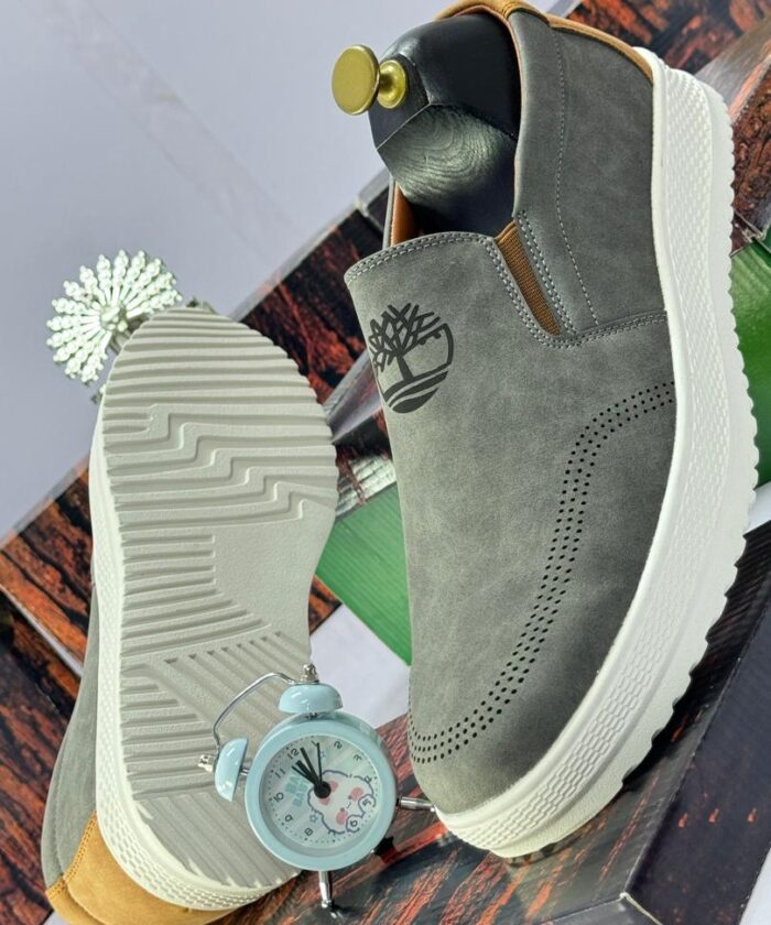 Grey Suede Slip-On Shoes
