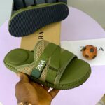 Khaki Green Crisscross Mesh Strap Sandals