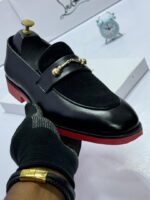 Men’s Black Leather & Suede Loafers - Image 3