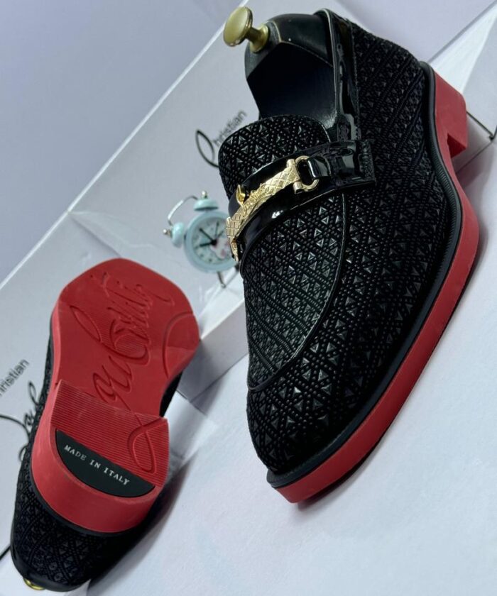Men’s Patterned Black Loafers