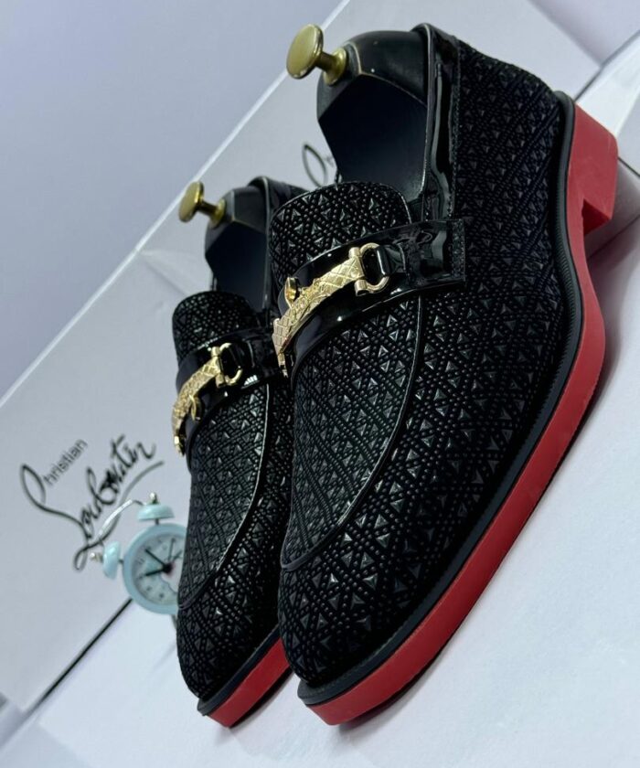 Men’s Patterned Black Loafers