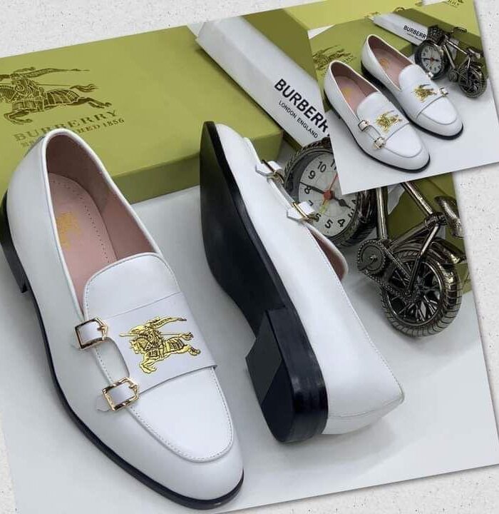 Men’s White Double Monk Strap Loafers