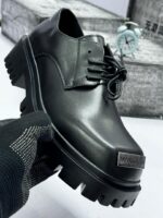 MrHu@Lun Black Leather Derby Shoes