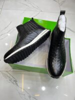 Nobile Black Crocodile-Embossed Leather Boots