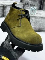Olive Green Suede Platform Boots - Image 2