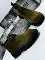 Olive Green Suede Platform Boots