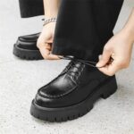 Qeezaza Luxury Black Leather Shoes