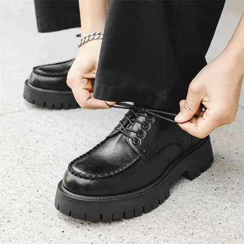 Qeezaza Luxury Black Leather Shoes