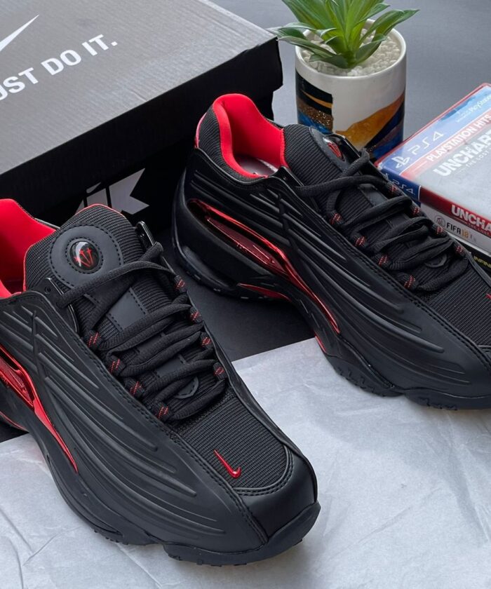 Sleek Black Design with Metallic Red Accents